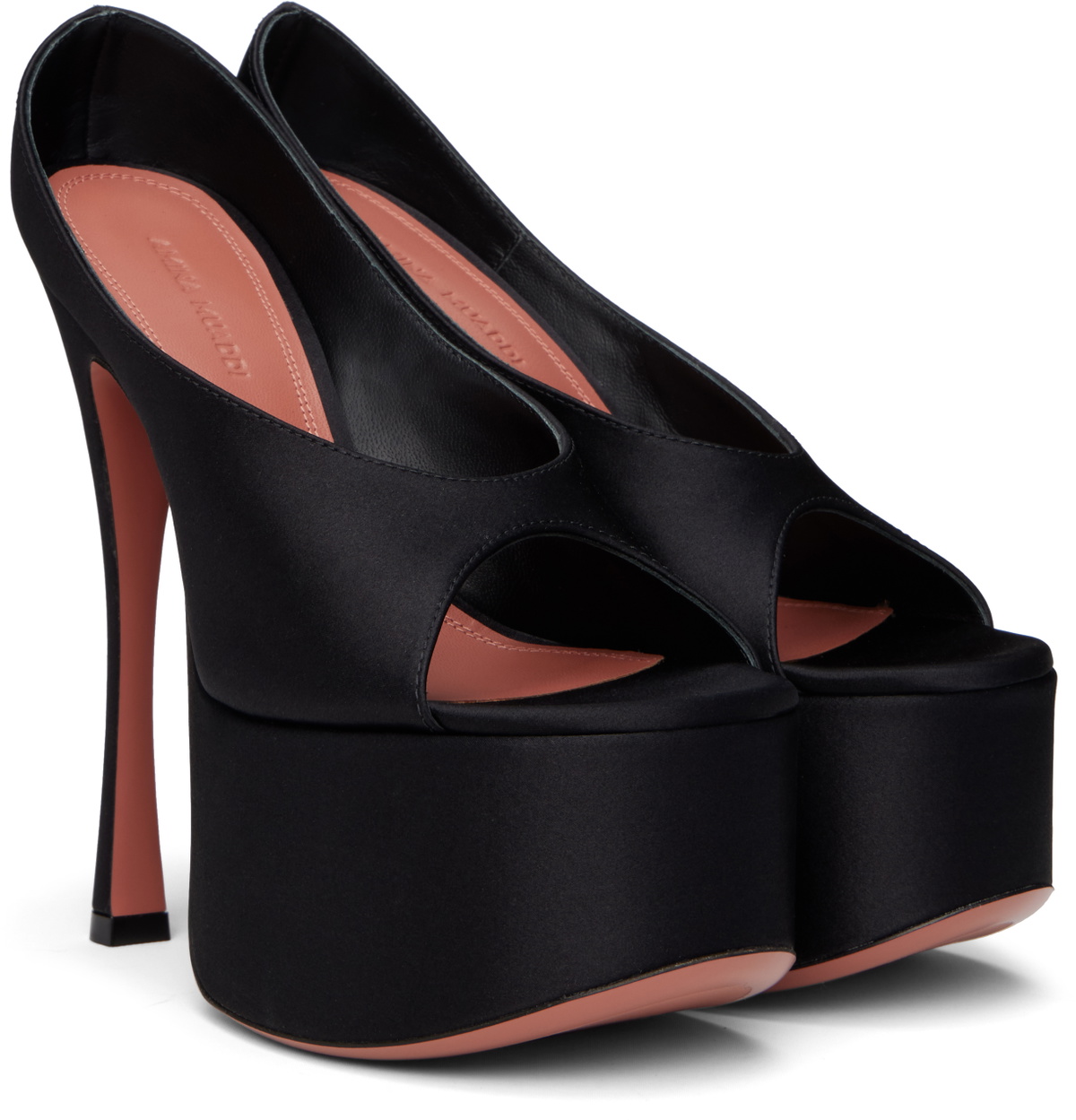 Amina Muaddi Black Anok Plateau Heeled Sandals