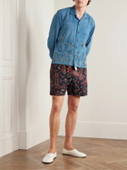Karu Research - Straight-Leg Qulted Printed Cotton Drawstring Shorts - Blue