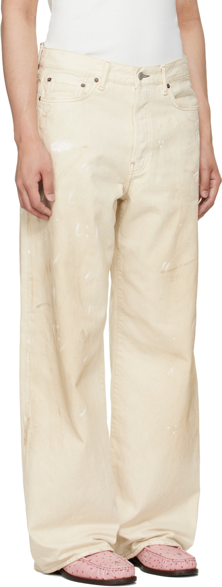 Acne Studios Off-White 1981 U Trafalgar Leather Jeans
