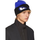 Fendi Blue and Black Bag Bugs Beanie