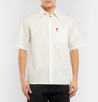 AMI - Logo-Embroidered Cotton-Poplin Shirt - White