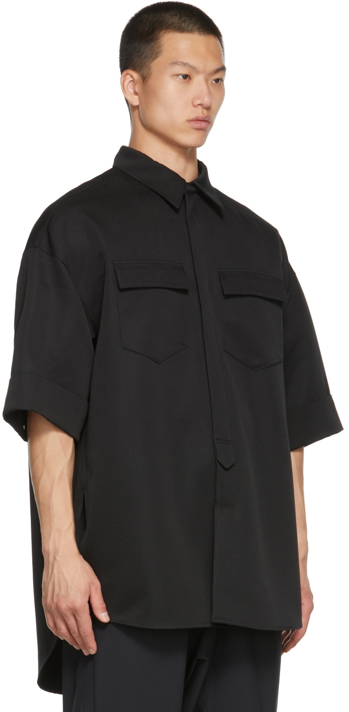 JERIH Black Detachable Sleeve Shirt