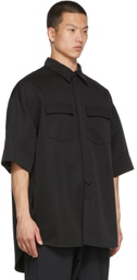 JERIH Black Detachable Sleeve Shirt