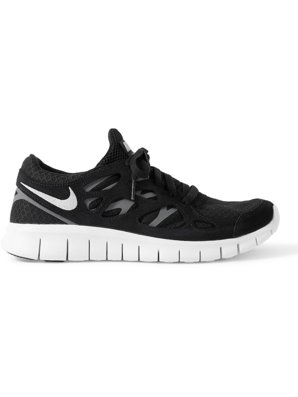 Photo: Nike - Free Run 2 Suede- and Rubber-Trimmed Mesh Running Sneakers - Black