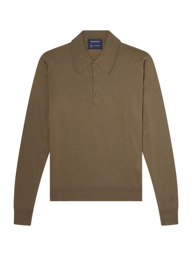 Photo: John Smedley - Bill Nighy Merino Wool Polo T-Shirt - Green