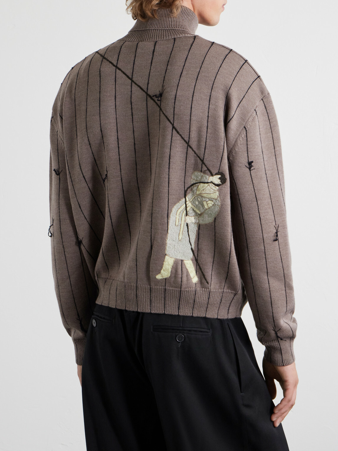 Enfants Riches Déprimés - Broken Rope Embroidered Merino Wool Turtleneck - Brown