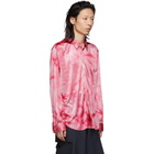 Comme des Garcons Homme Plus Pink Jersey Bright Uneven Dyed Shirt