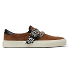 AMIRI - Embellished Leather-Trimmed Suede Slip-On Sneakers - Tan