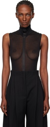 Mugler Black Sleeveless Tuxedo Bodysuit