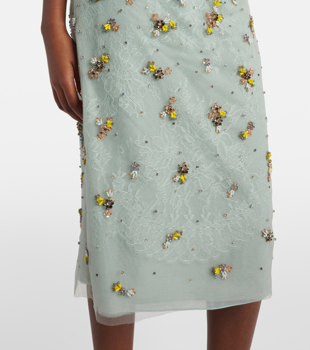 Costarellos Palla embellished lace and tulle midi dress