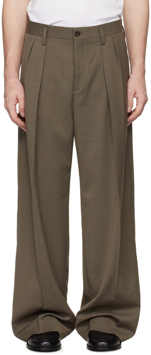 Filippa K Taupe Wide Wool Trousers Filippa K