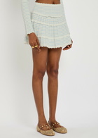 Loveshackfancy Coella Striped Stretch-knit Mini Skirt White And Blue