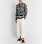 Loewe - Striped Mélange Cotton-Blend Sweater - Black