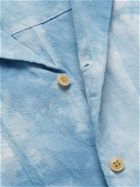 NICHOLAS DALEY - Camp-Collar Tie-Dyed Crinkled-Cotton Shirt - Blue