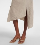 Coperni Floral-appliqué asymmetric linen midi skirt