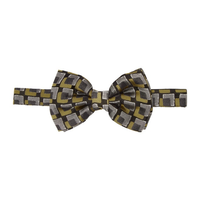 Photo: Dries Van Noten Black and Yellow Silk Squares Bow Tie