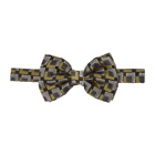 Dries Van Noten Black and Yellow Silk Squares Bow Tie