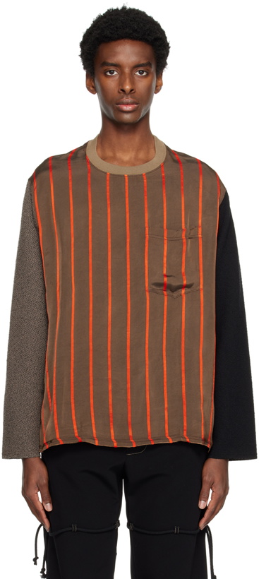 Photo: Song for the Mute Brown Striped Sweatshirt