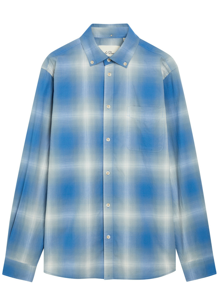 Les Deux Kent Checked Cotton-poplin Shirt Blue