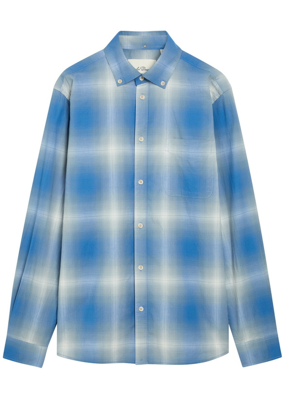 Photo: Les Deux Kent Checked Cotton-poplin Shirt Blue