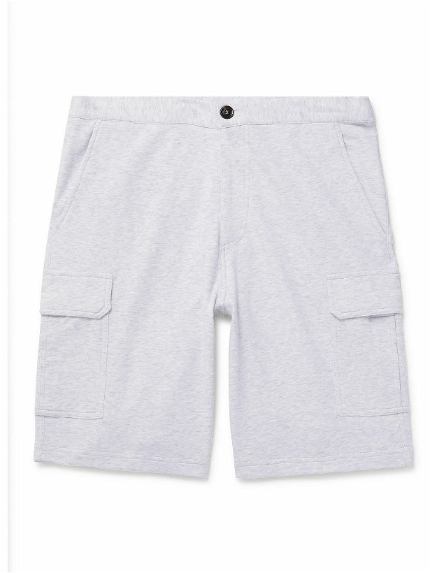 Photo: Brunello Cucinelli - Straight-Leg Cotton-Blend Jersey Drawstring Shorts - Gray
