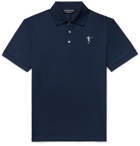 Alexander McQueen - Slim-Fit Embroidered Cotton-Piqué Polo Shirt - Men - Storm blue