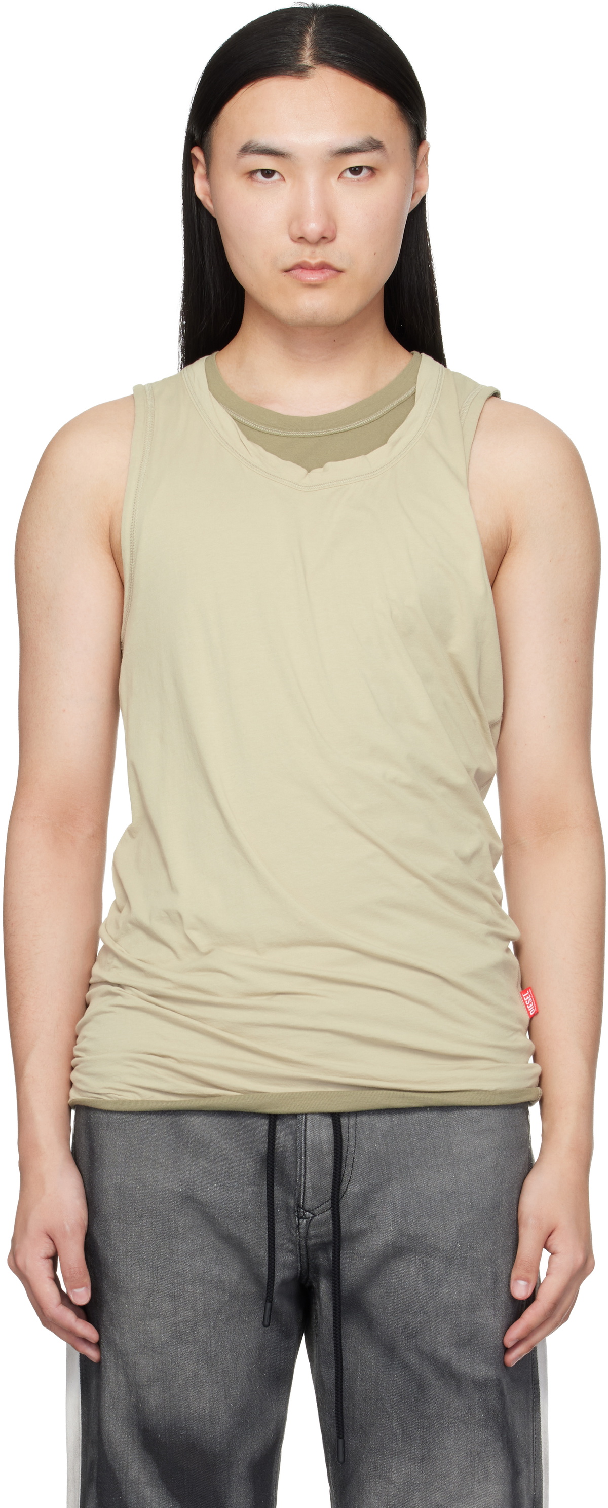 Diesel Beige T-Dred-Plain Tank Top