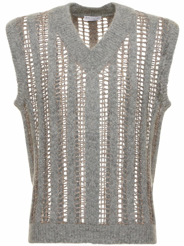 Photo: BRUNELLO CUCINELLI Wool & Mohair Open Knit Vest