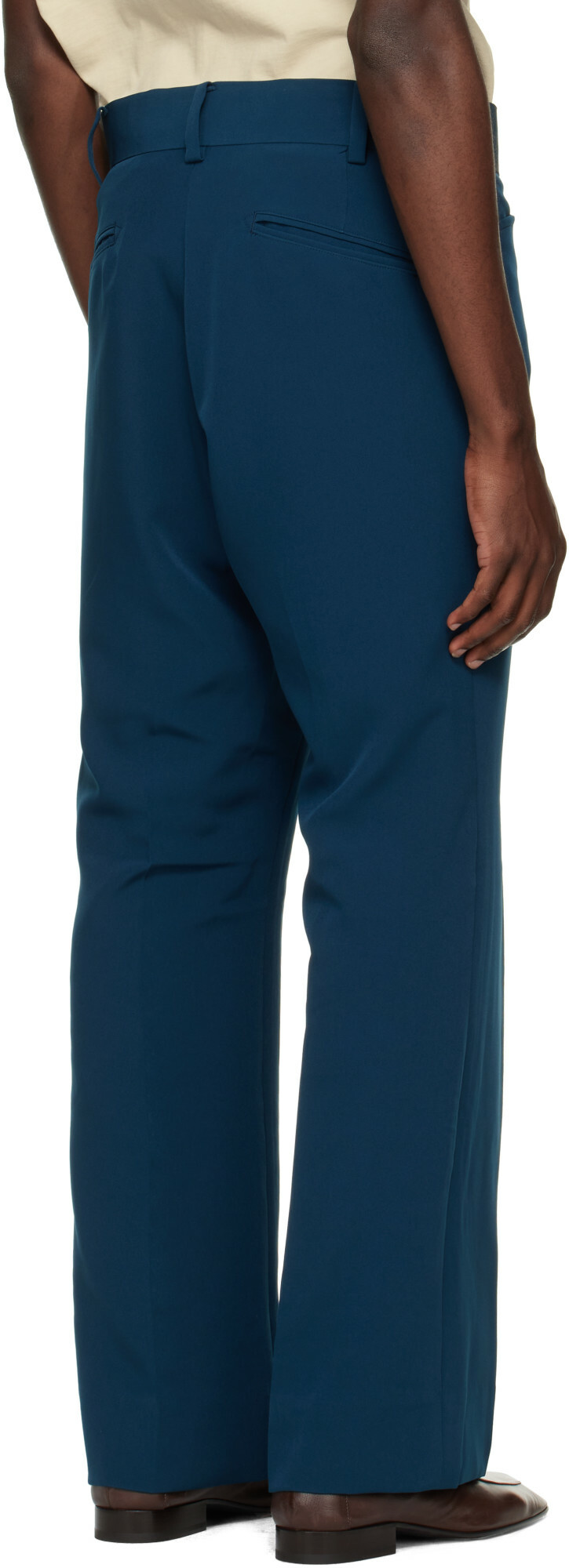 NEEDLES Navy Poly Light Double Cloth Boot-Cut Trousers