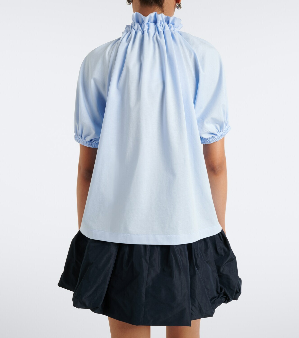 Patou Bow-detail gathered cotton jersey top