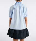 Patou Bow-detail gathered cotton jersey top