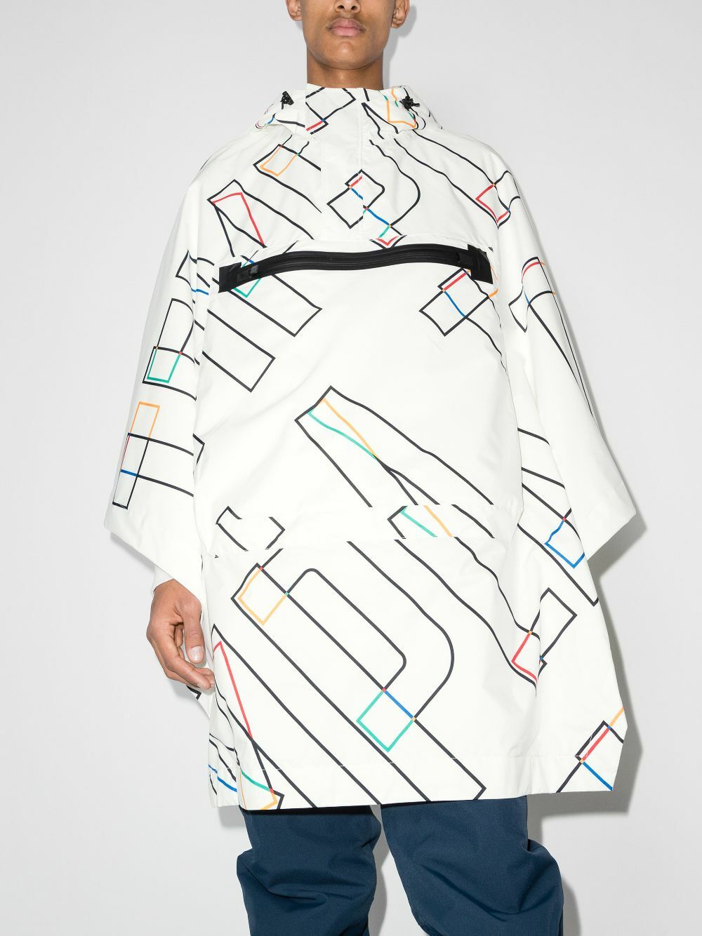 Templa X Olympics White Graphic Hooded Poncho