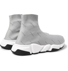 Balenciaga - Speed Sock Logo-Print Stretch-Knit Sneakers - Men - Light gray