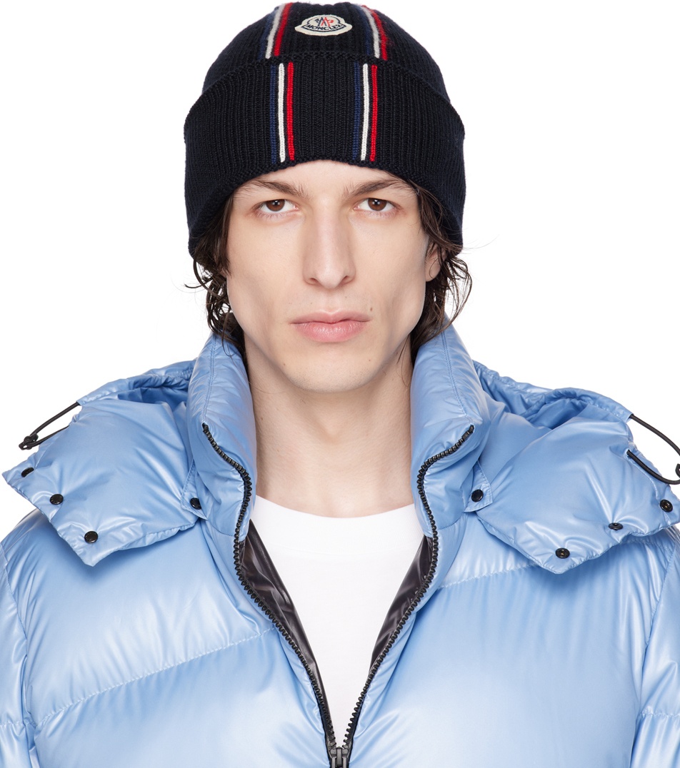 Moncler Navy Rolled Brim Beanie Moncler