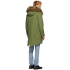 Mr and Mrs Italy Green and Brown Long Fur Parka