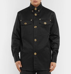 Versace - Button-Down Collar Stretch-Cotton Gabardine Overshirt - Black