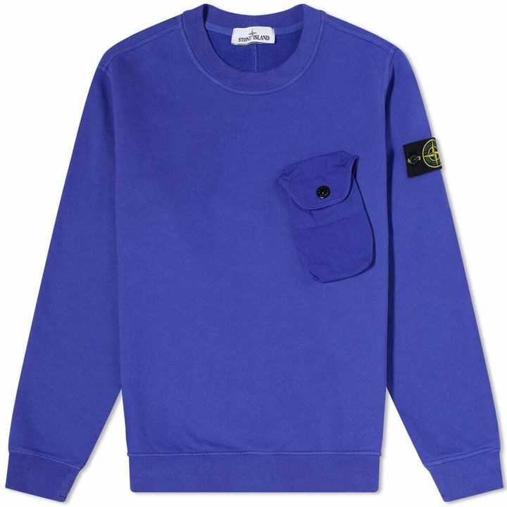 Photo: Stone Island Men's Pocket Detail Crew Sweat in Bright Blue