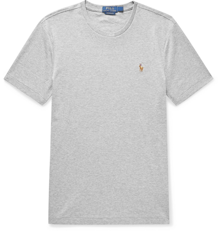 Photo: Polo Ralph Lauren - Slim-Fit Mélange Cotton-Jersey T-Shirt - Gray