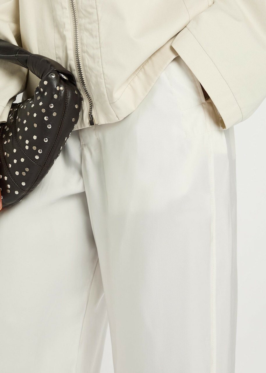 Lemaire Creased Satin Trousers Off White