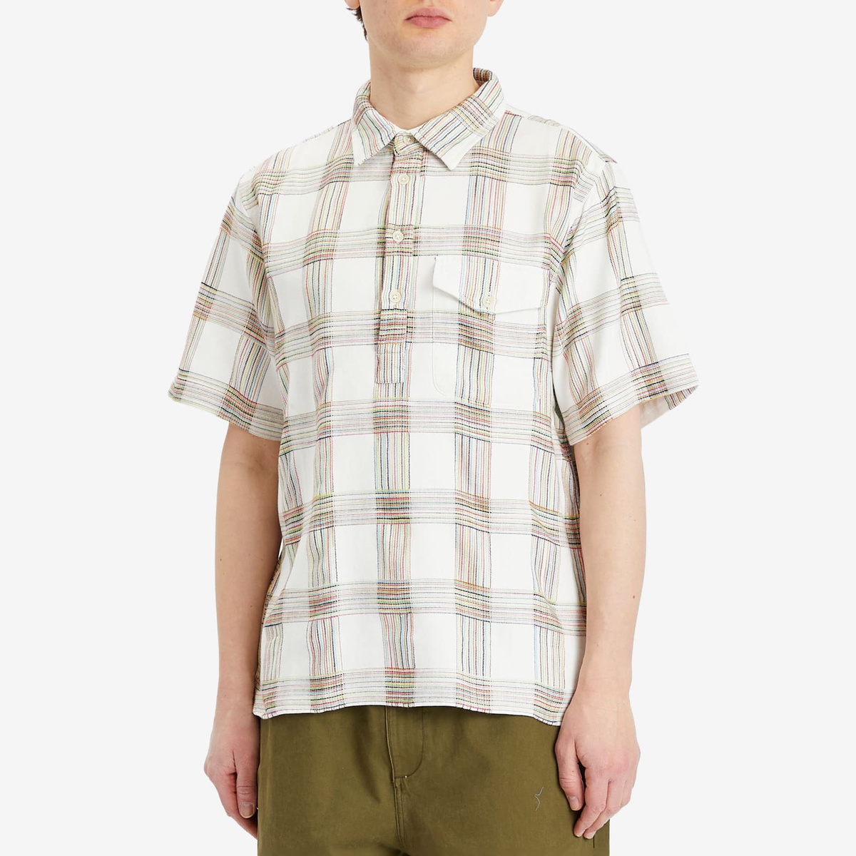Dubbleware Men's Dobby Check Pullover Shirt in White
