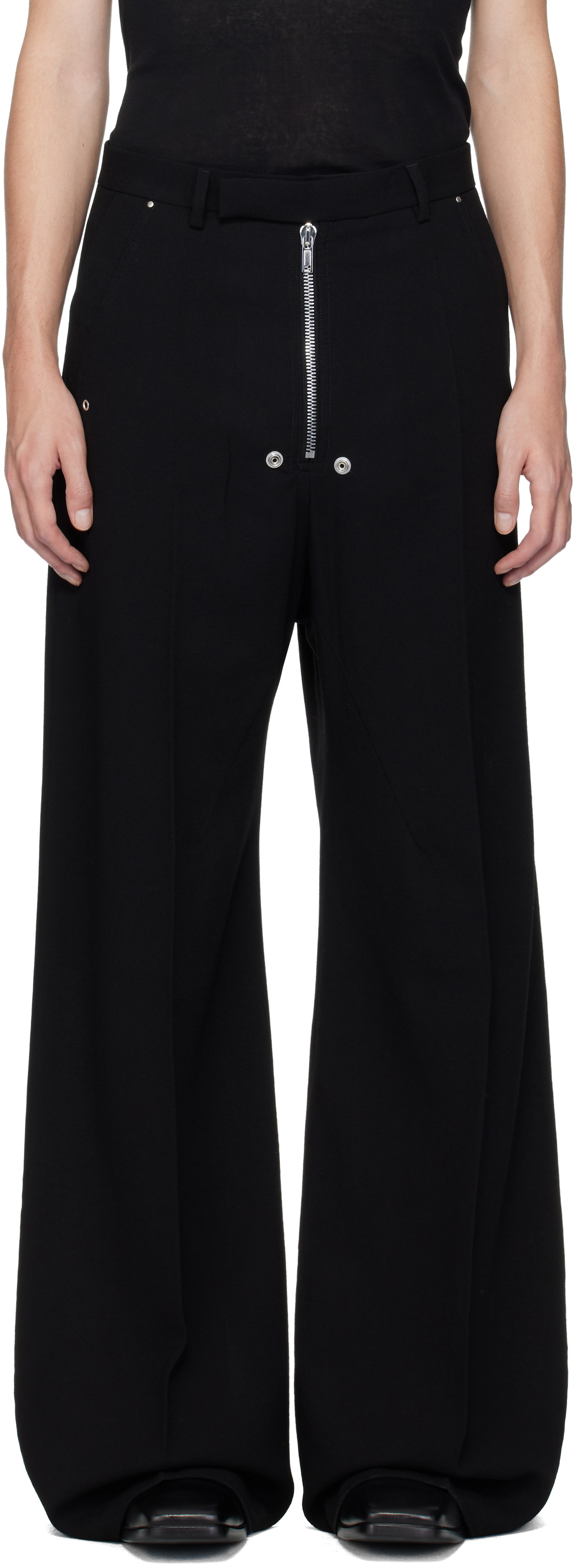 Rick Owens Black Concordians Tailored Wide Belas Trousers Rick Owens