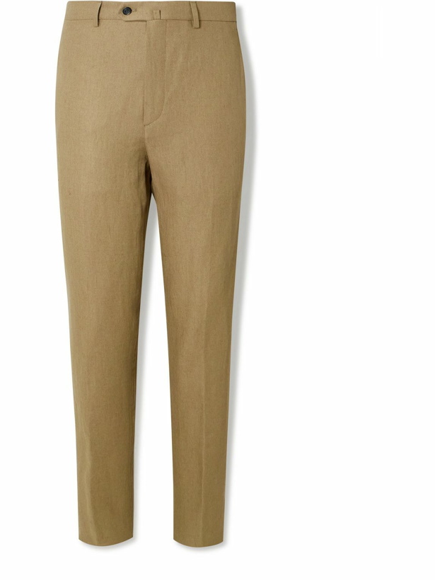 Photo: Loro Piana - Carlo Straight-Leg Linen-Twill Trousers - Brown