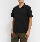 Oliver Spencer - Slim-Fit Camp-Collar Striped Organic Cotton-Seersucker Shirt - Black