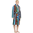 Versace Multicolor Striped Cotton-Terry Jacquard Bathrobe