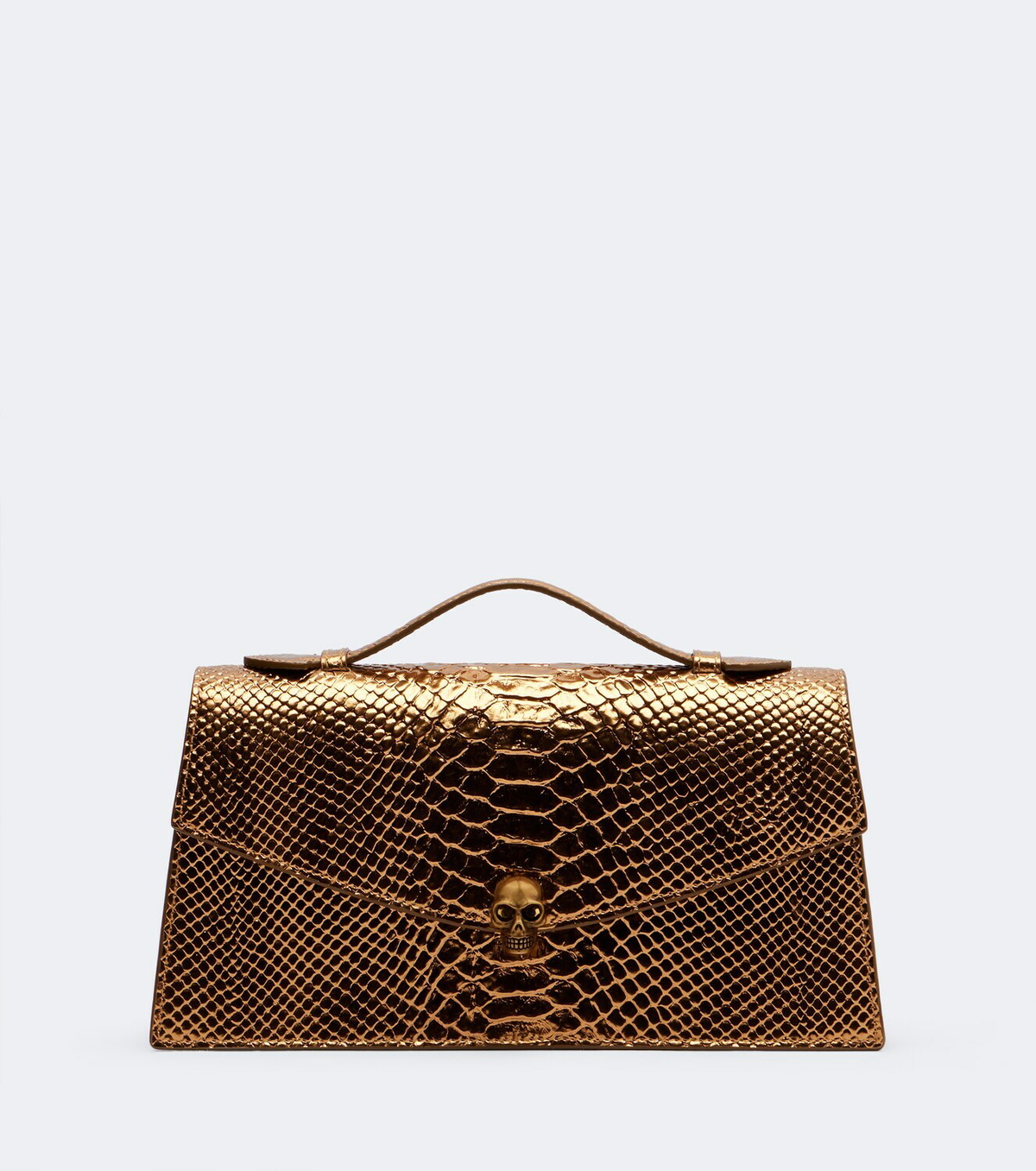 McQueen Skull snake-effect leather top-handle bag
