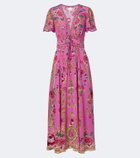 Camilla Embellished floral silk midi dress
