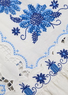 Farm Rio Floral-embroidered Linen-blend Midi Dress Black And White