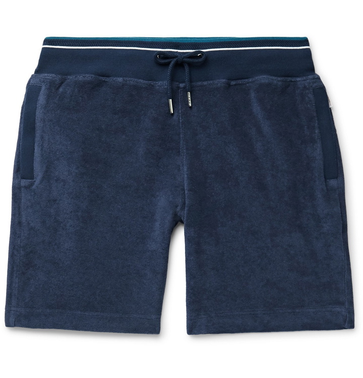 Photo: Orlebar Brown - Afador Slim-Fit Cotton-Terry Drawstring Shorts - Blue