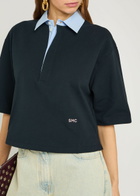 Stella Mccartney Contrasting-collar Piqué Cotton Polo Shirt Navy