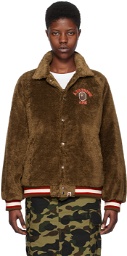 BAPE Brown Patch Faux-Fur Jacket